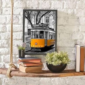 Quadro Decorativo Fotografia Bonde Amarelo 45X34Cm