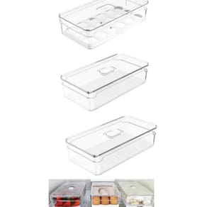 Kit 3 Caixa Organizadora Geladeira Verduras Frutas E Ovos