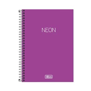 Caderno 1/4 Tilibra Espiral Sem Pauta 80 Folhas Neon Roxo