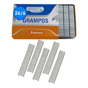 Grampo 26/6 Para Grampeador 20Folhas Galvanizado Brw 5000Un