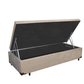 Cama Box Baú Solteiro Egoflex AColchões Suede Bege 41x88x188