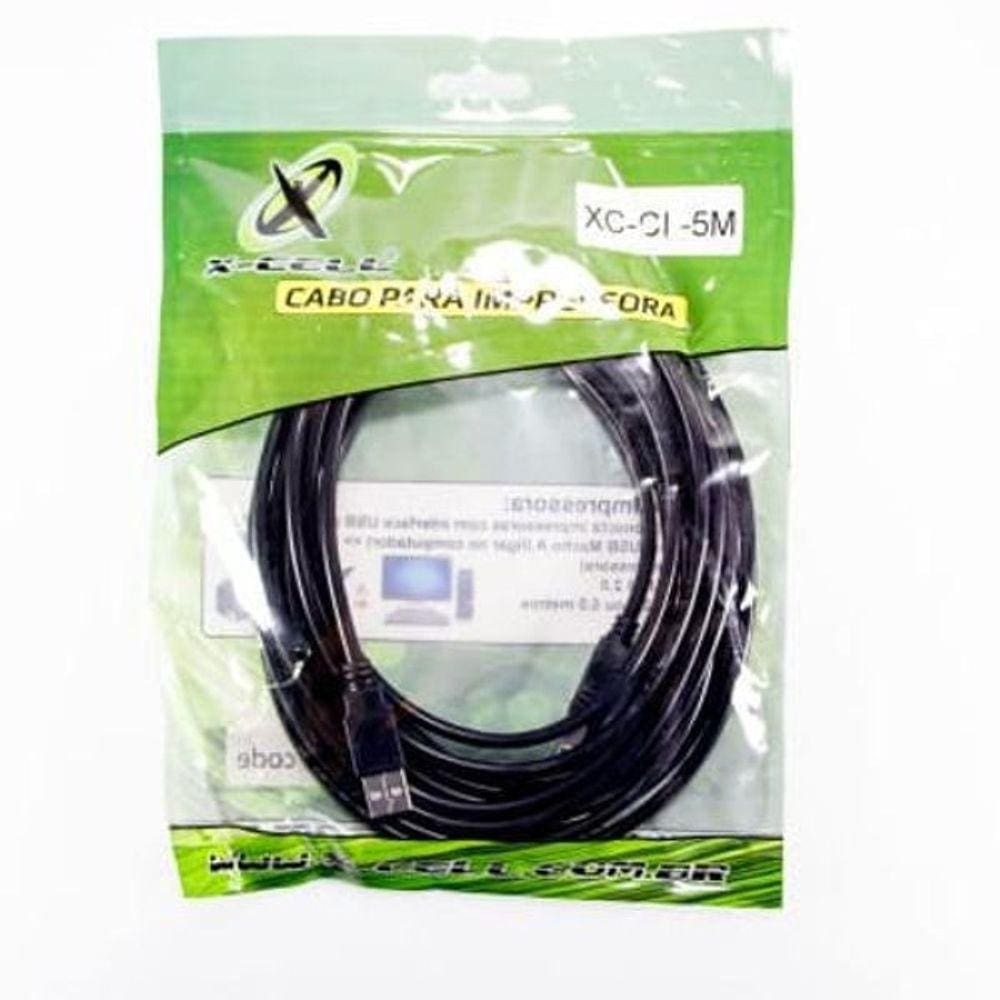 Cabo Usb 2.0 Para Impressora X-Cell 5M Preto AmXBm Xc-Ci-5M