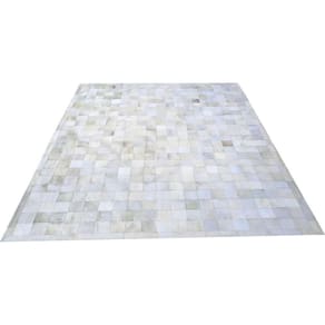 Tapete De Couro Branco 2,00X2,50 Com Bordas Peças De 10X10Cm