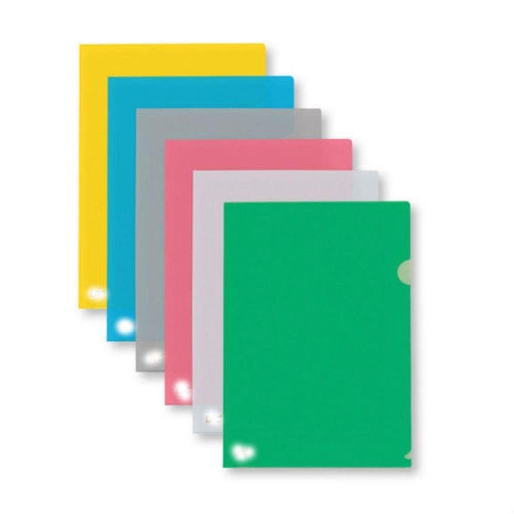 Pasta em L Ofício 220x330mm 6 cores diversas Pacote com 10