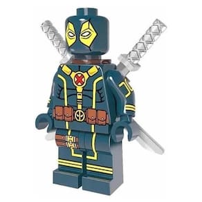 Boneco Blocos De Montar Deadpool Traje X-Men Azul
