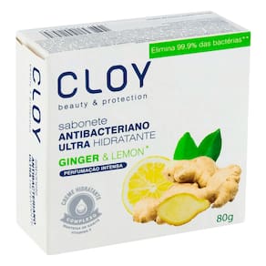 Sabonete Em Barra Cloy Antibacteriano Ginger & Lemon 80g