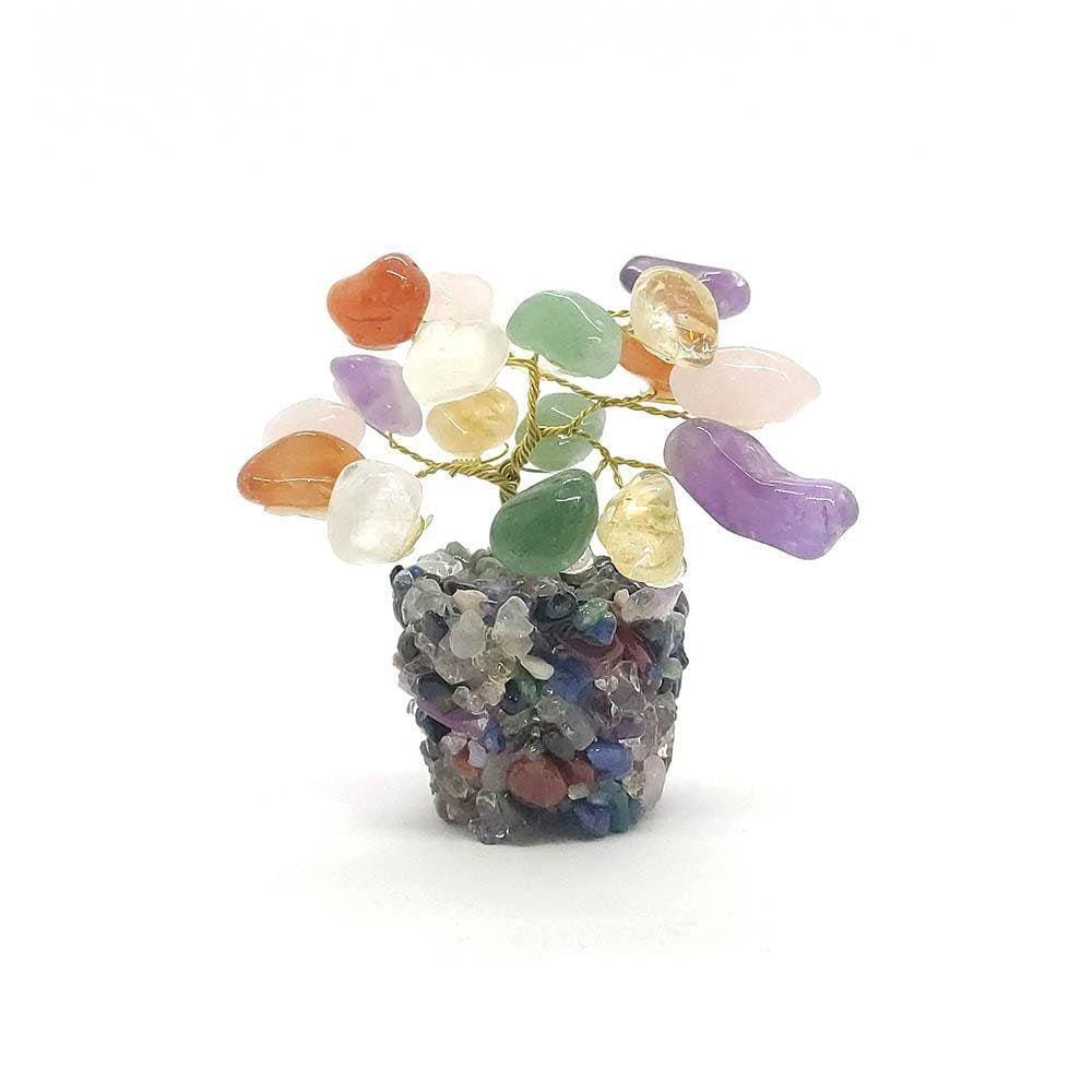 Árvore De Pedras Mistas Com Base Mix De Cristais  9Cm