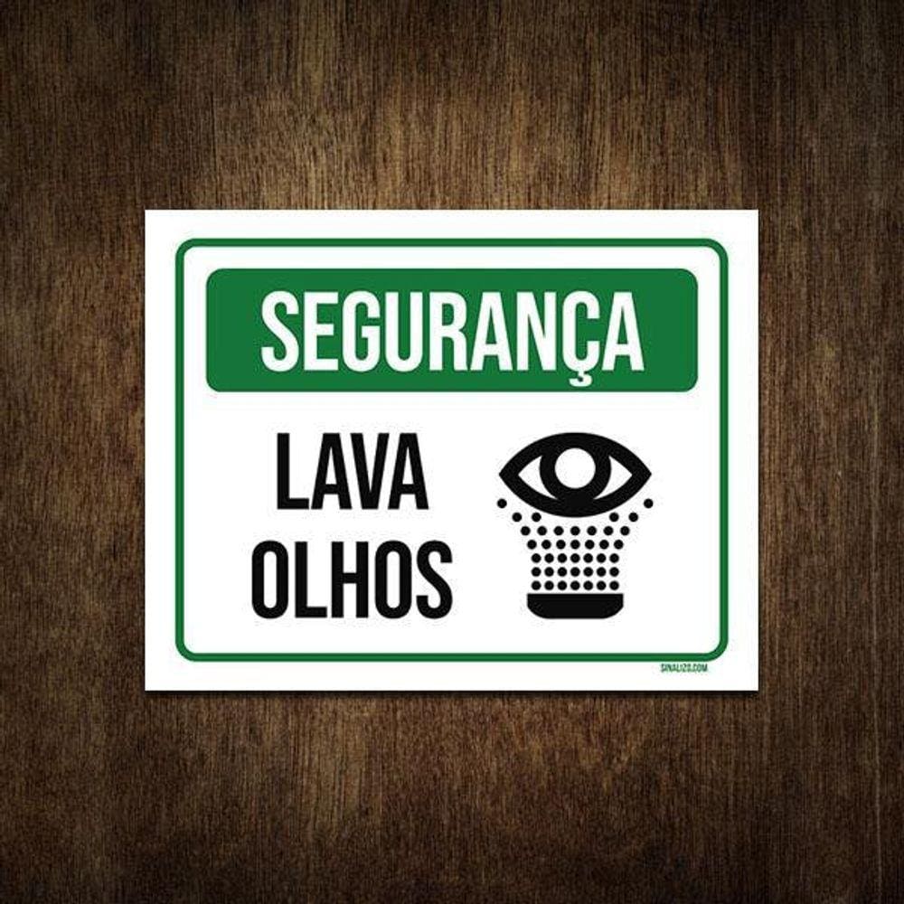 Placa De Sinalização Segurança Aviso Lava Olhos 27X35