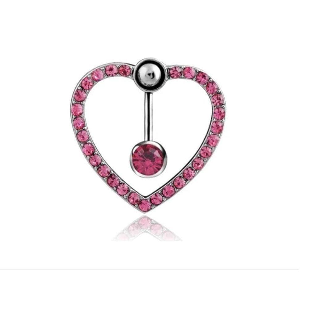 Piercing Umbigo Invertido Coração Azul Branco Rosa Stras
