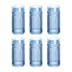 Jogo com 6 Copos de Vidro Para Água 360 ml Azul Linha Palace L`Hermitage