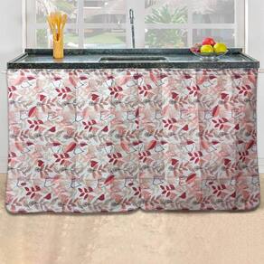 Cortina De Pia 1,50X80Cm Balcão Cozinha Folhas