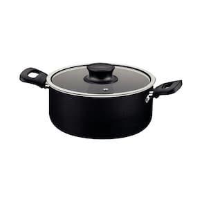 Caçarola Tramontina Formia Antiaderente Starflon Max Preto com Tampa de Vidro 22 cm 3,7 L Tramontina