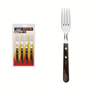 Conjunto de Garfos Jumbo para Churrasco Tramontina em Aço Inox com Cabo Castanho Polywood 4 Peças Tramontina