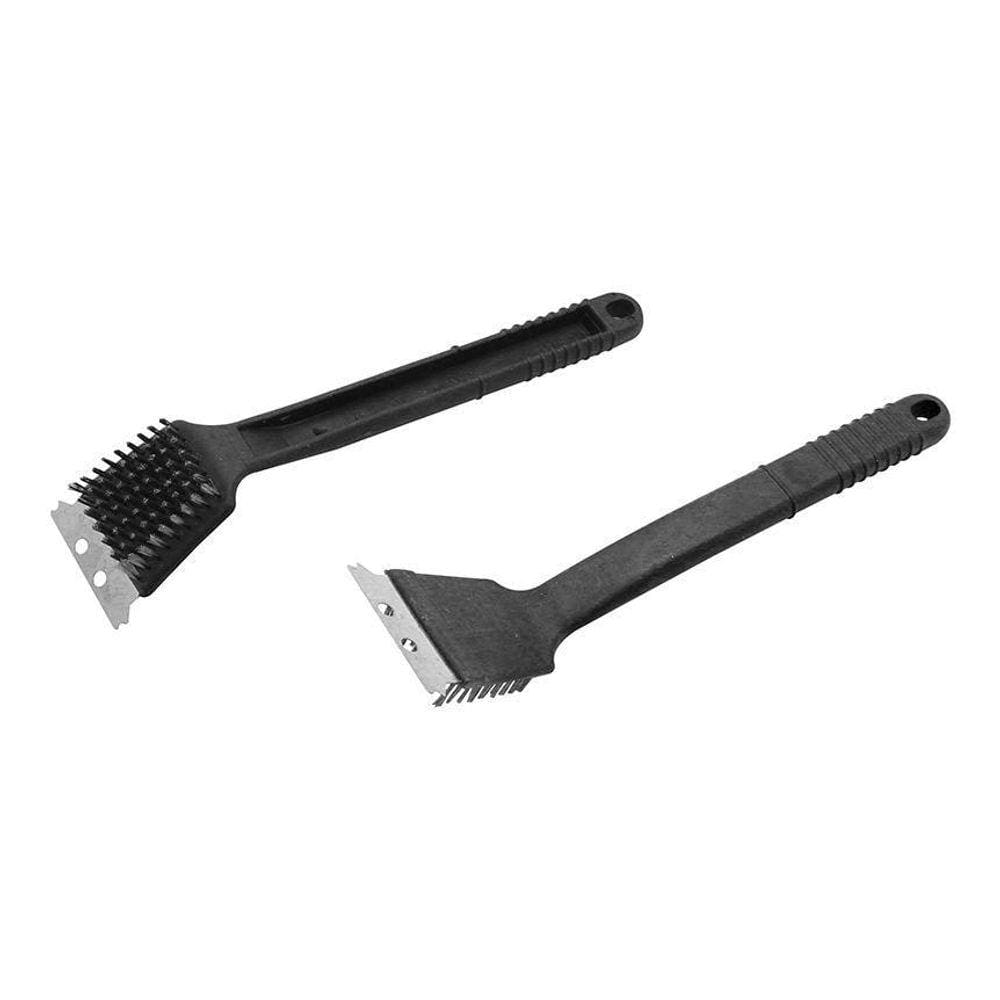 Escova Limpa Grelha Aço Churrasqueira Com Cabo E Espátula