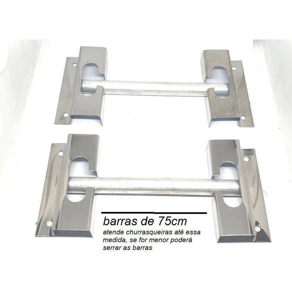 Grelha Argentina Inox 50Cm E Apoio De Churrasqueira Até 75Cm