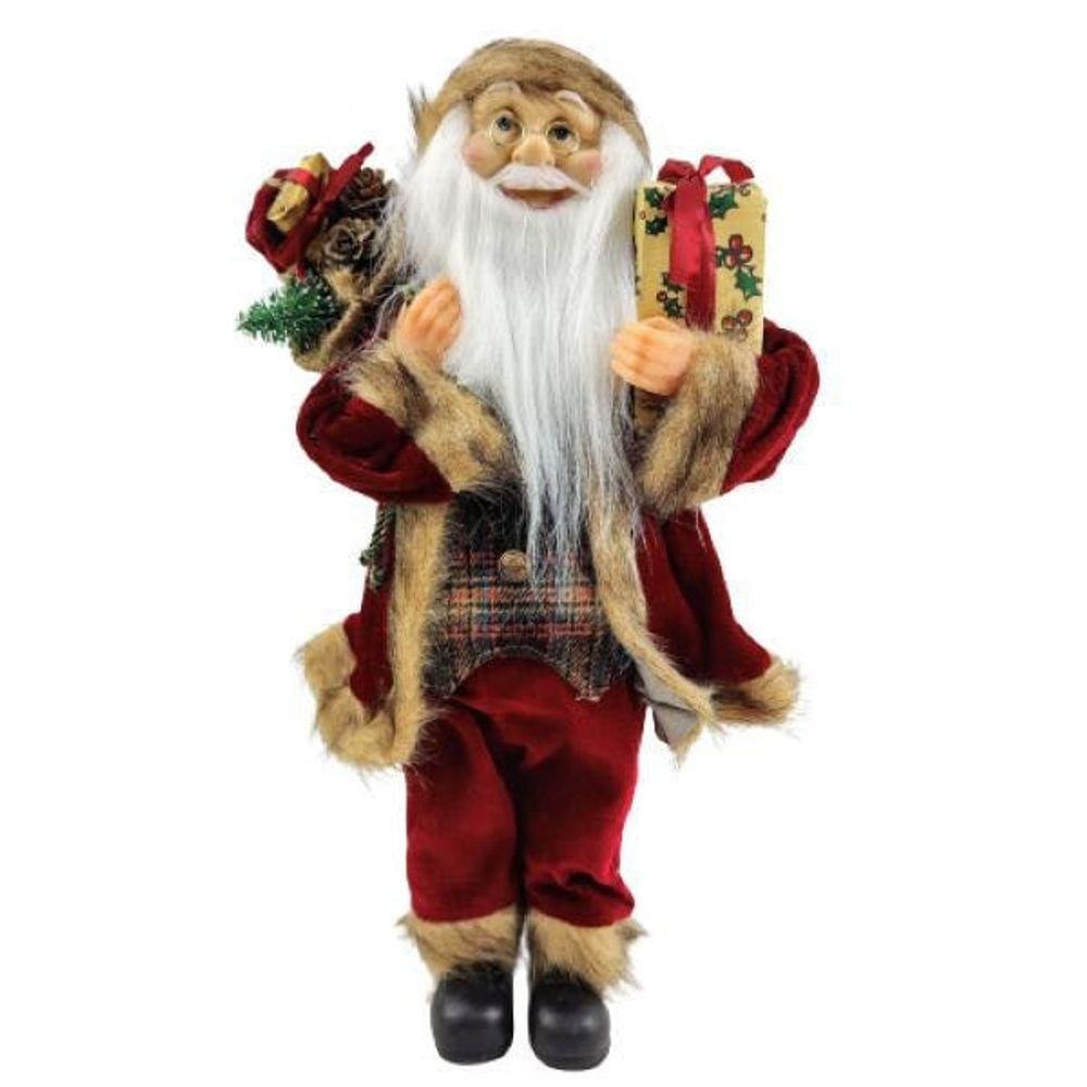 Papai Noel Com Presentes 43X22X10cm Boneco De Natal