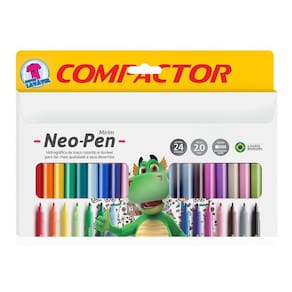 Caneta Hidrográfica Compactor Neo-Pen Mirim 24 Cores