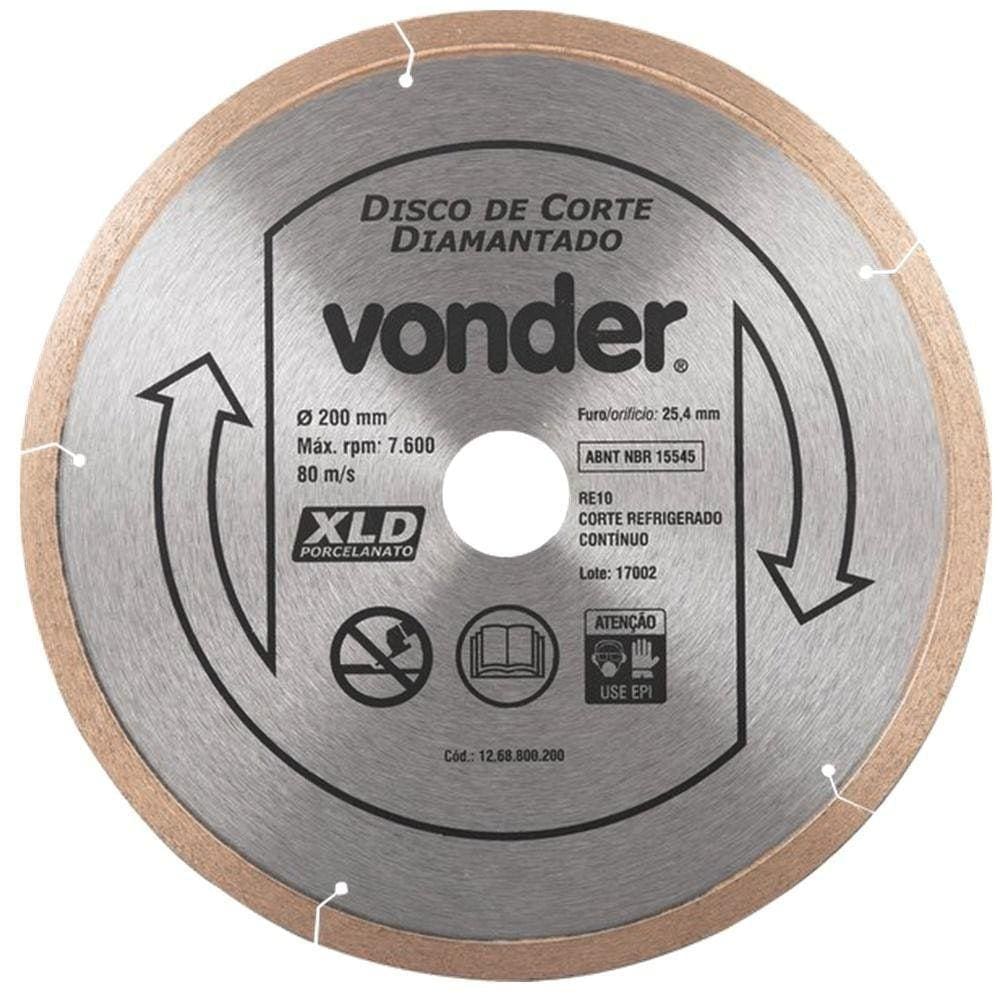 Disco De Corte Diamantado 200Mm Contínuo Porcelanato Vonder