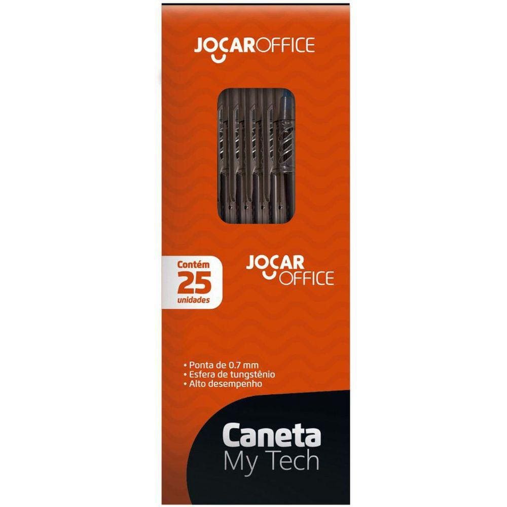 Kit 25 Canetas Esferográfica My Tech 0,7Mm Preta