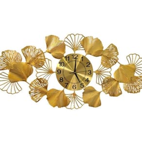 Relógio De Parede 3D Design Europeu Metal Folhas 90X46