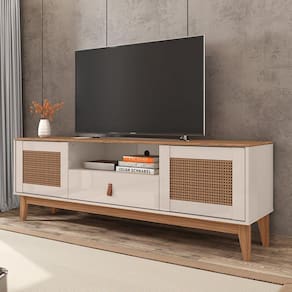 Rack 2 Portas 1 Gaveta 160cm Esmeralda Versátile Casa D Off White/Noce