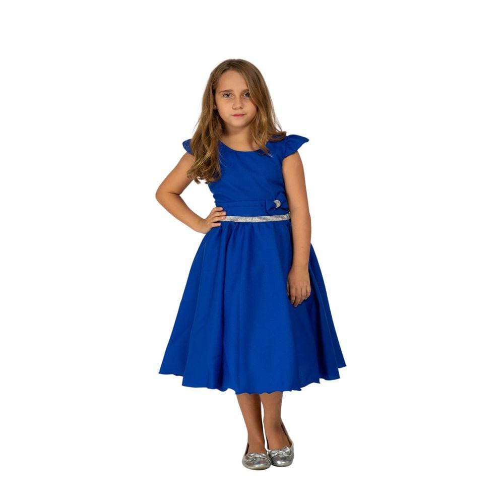 Vestido Casual Azul Royal Infantil Crepe Festa Casamento Top