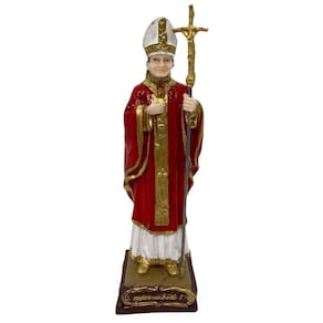 Escultura Papa João Paulo Ii 16 Cm Em Resina - Paz
