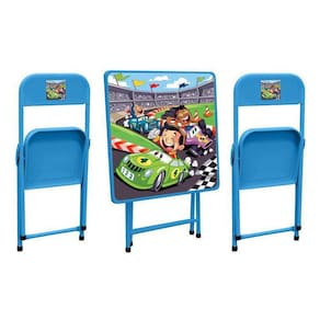 Conjunto Mesa Com 2 Cadeiras Azul/Carros - Açomix