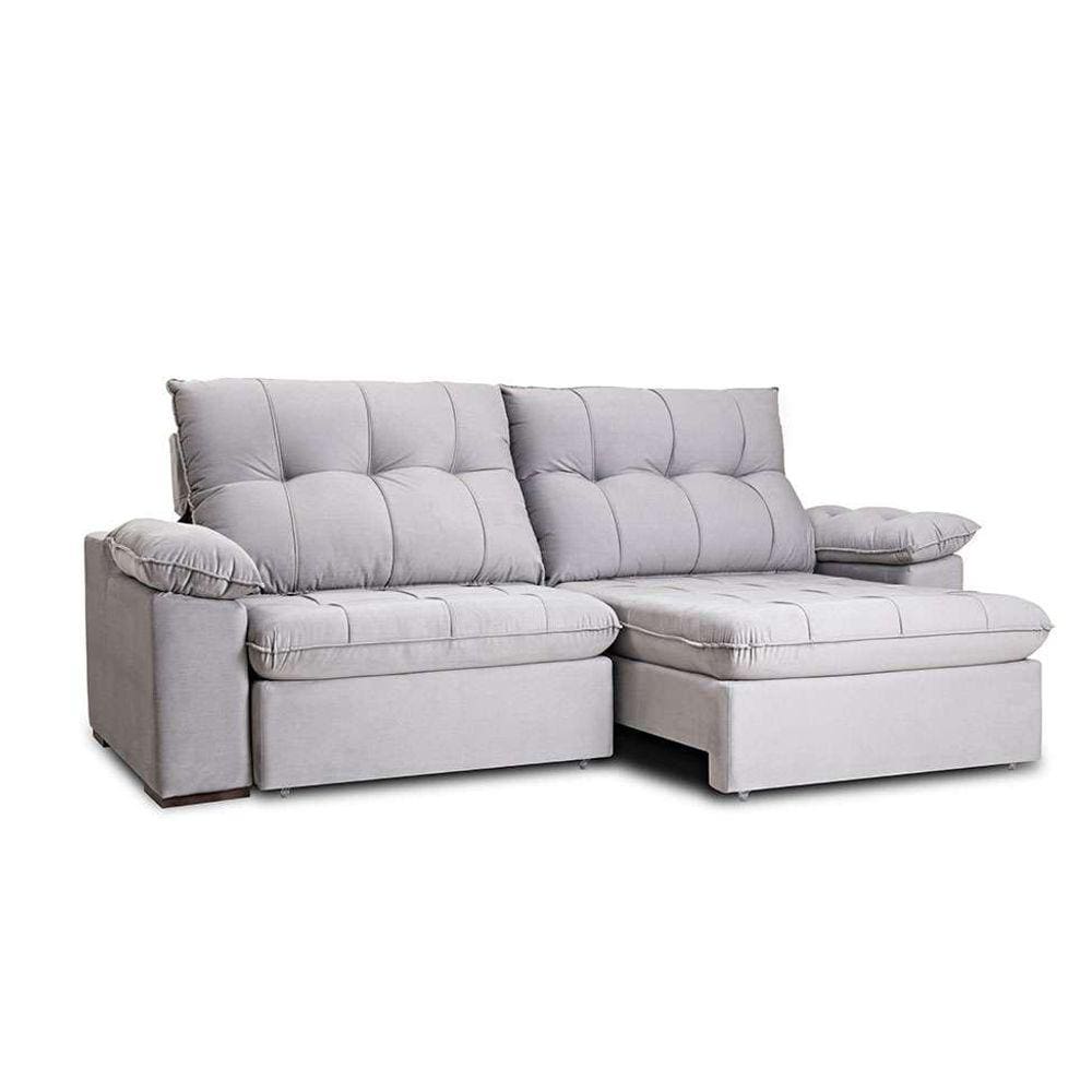 sofá 4 lugares retrátil e reclinável com usb living triton veludo cinza 250 cm