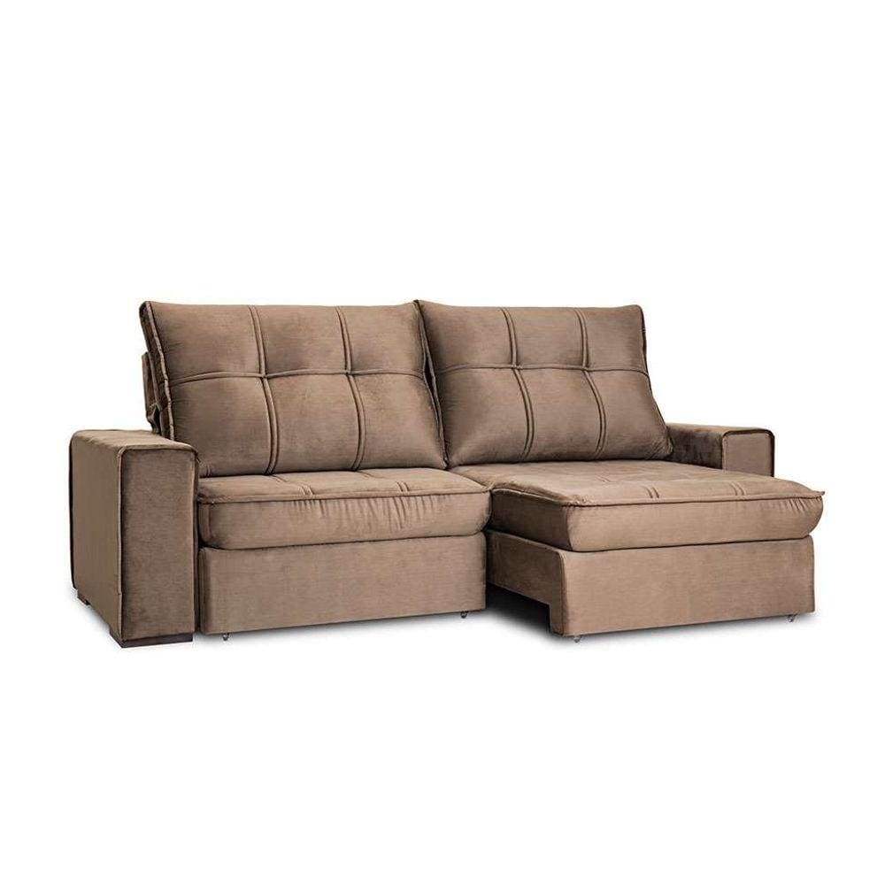 sofá 5 lugares retrátil e reclinável living versalhes veludo tabaco 290 cm