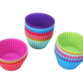 Forminha Para Mini Cupcake Muffin Silicone Kit Com 12