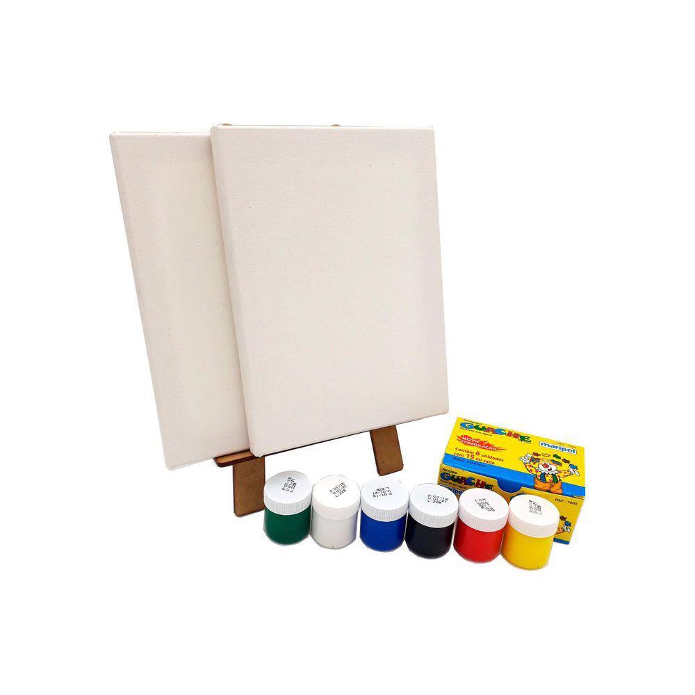 Kit Pintura Patrulha Canina com Cavalete Tintas e Tela Infantil