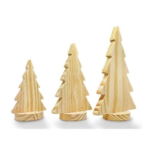 Kit 3 Árvores De Natal Decoração Pinheiro Madeira De Pinus