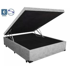 Cama Box Baú Casal Gold AColchões Suede Cinza 41x138x188