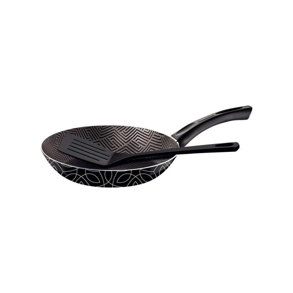Frigideira Tramontina Paris Antiaderente Starflon Max e Externo Siliconado Preto com Espátula 22 cm Tramontina