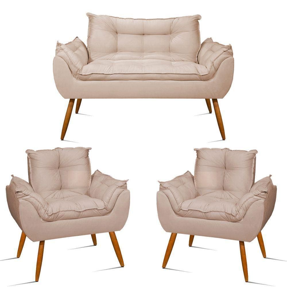 Kit Sofá Opala + 2 Poltronas Opala bege
