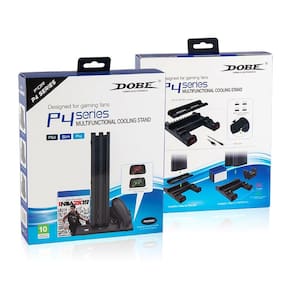 Base Vertical Multiuso Compatível Ps4  C/ Cooler + Carregador Duplo C/ Led