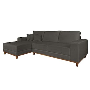sofá 4 lugares mônaco com chaise esquerdo linho cinza