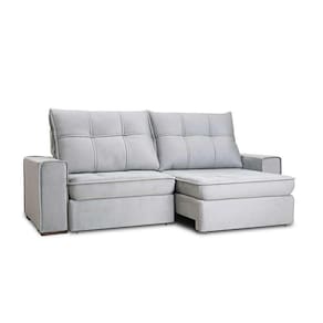 sofá 3 lugares retrátil e reclinável living versalhes veludo cinza 230 cm
