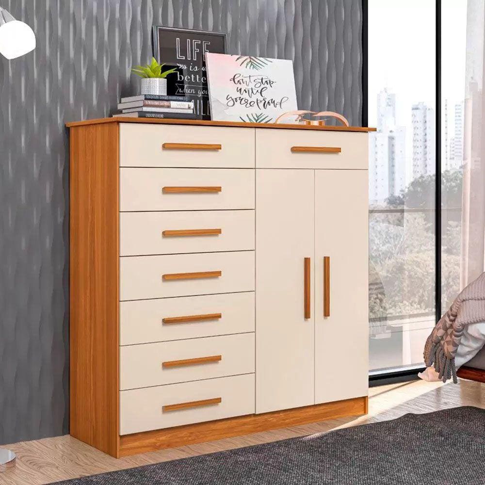 Cômoda 2 Portas 8 Gavetas New Verona - Albatroz Móveis