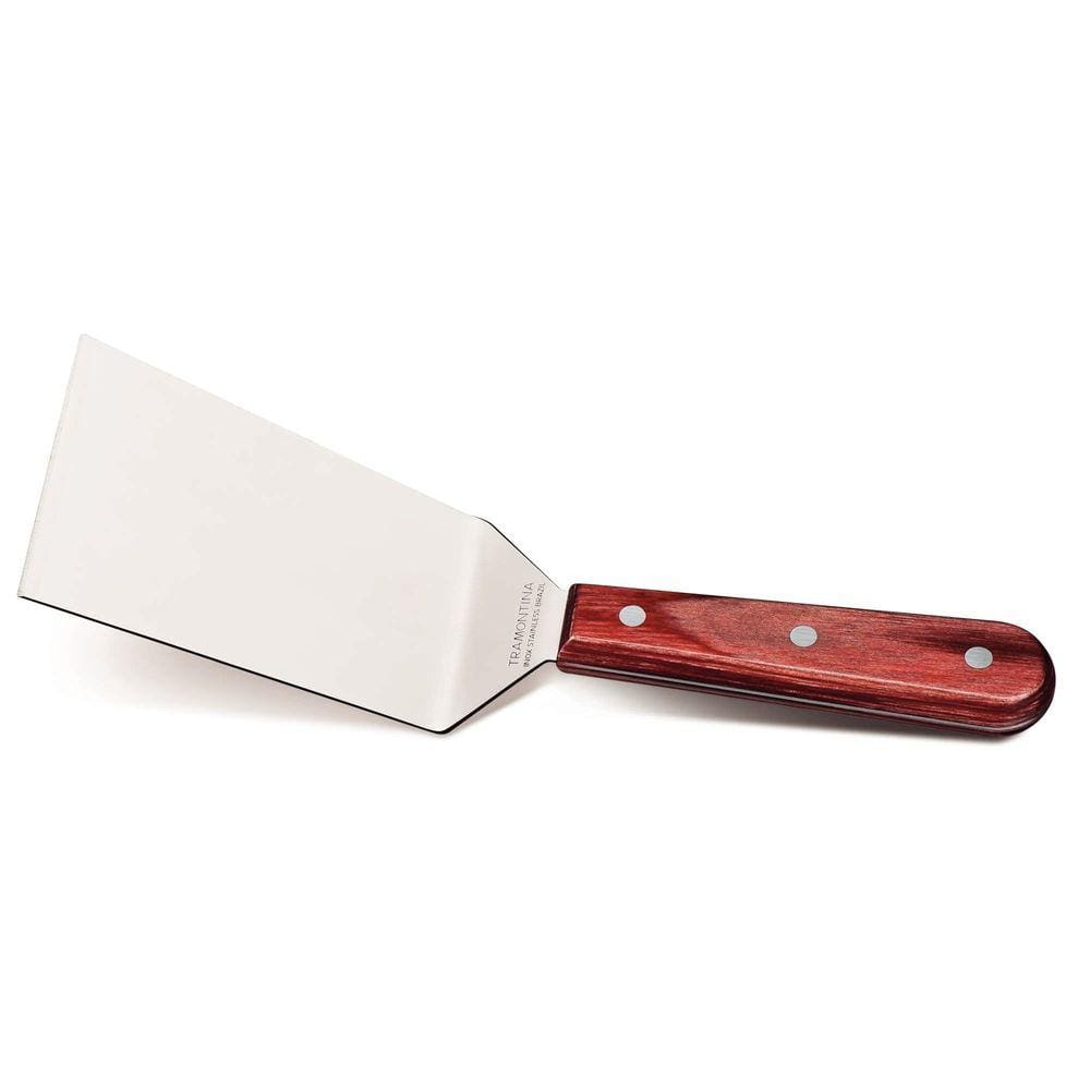 Espátula para frituras 5" Tramontina em Aço Inox e Cabo Madeira Polywood Tramontina