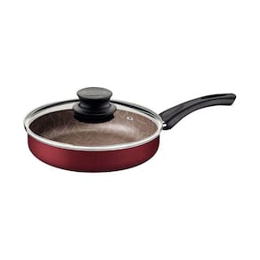 Frigideira Reta Tramontina Paris Antiaderente Starflon Max Vermelho com Tampa de Vidro 24 cm 2,0 L Tramontina