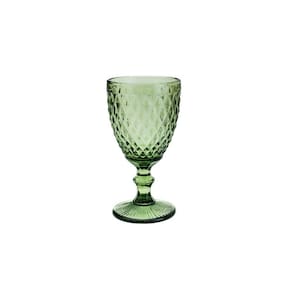 Jogo De 6 Taças Água De Vidro Bico De Abacaxi Verde 325Ml