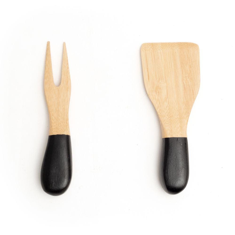 Jogo De Utensílios Para Queijo De Bambu 2Pcs Preto - Oikos