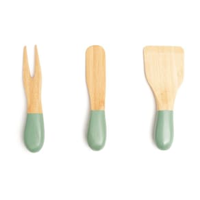 Jogo De Utensílios Para Queijos E Antepastos De Bambu 3Pcs Preto- Oikos