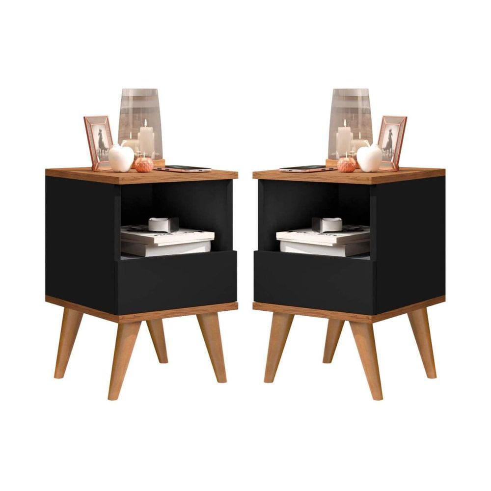 Kit 2 Mesas de Cabeceira Marilia Pés Palito Várias Cores - JM Casa dos Moveis