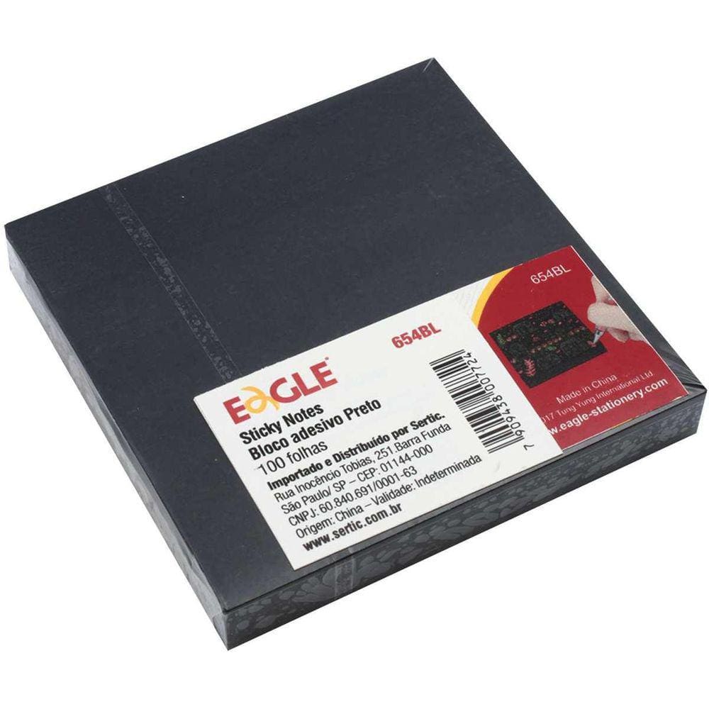 Bloco De Recado Autoadesivo Eagle Preto 75X75Mm 100Fls