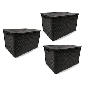 Kit 3 Caixas Organizadoras Rattan Preta 40 Litros Arqplast