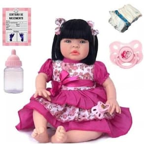 Boneca Bebê Tipo Reborn Realista - Kit Acessórios
