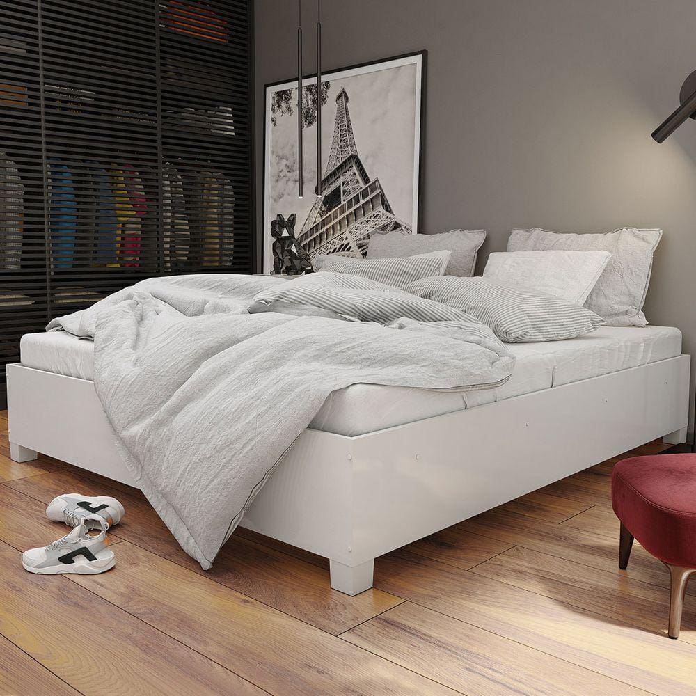 Cama De Casal Dinamarca Branco - Panorama Móveis